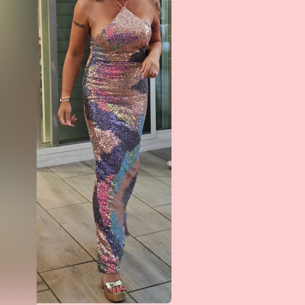 Strapless Sequin Dress - Multicolor